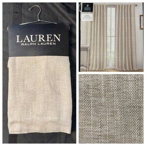Ralph Lauren 54 x 96 Piers Tan Beige Light Filtering Window Curtains Herringbone